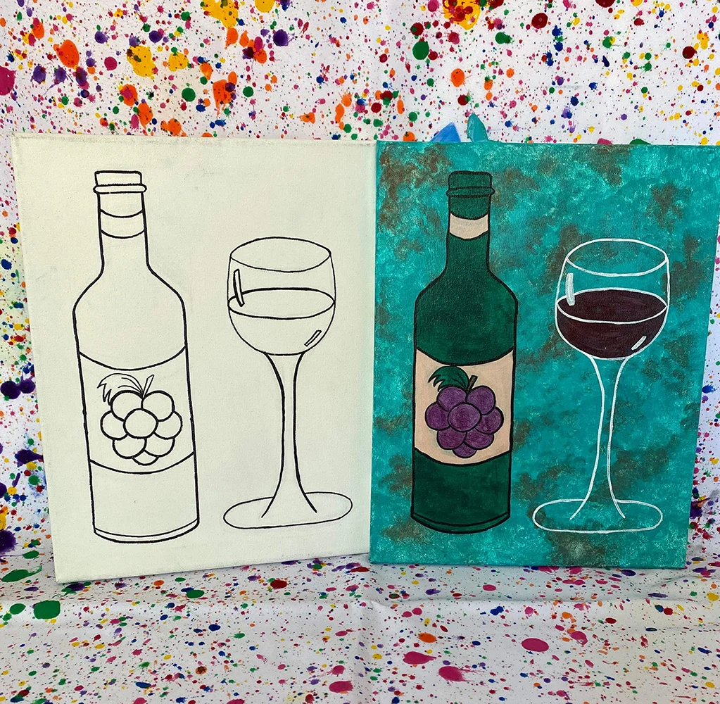 Pre-drawn Canvas/paint Kit wine Glasses -   Canvas painting designs,  Simple canvas paintings, Canvas painting diy